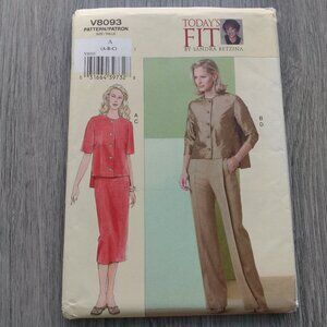 Blouse, Skirt & Pants Sewing Pattern Size A, B, C Vogue 8093 UNCUT